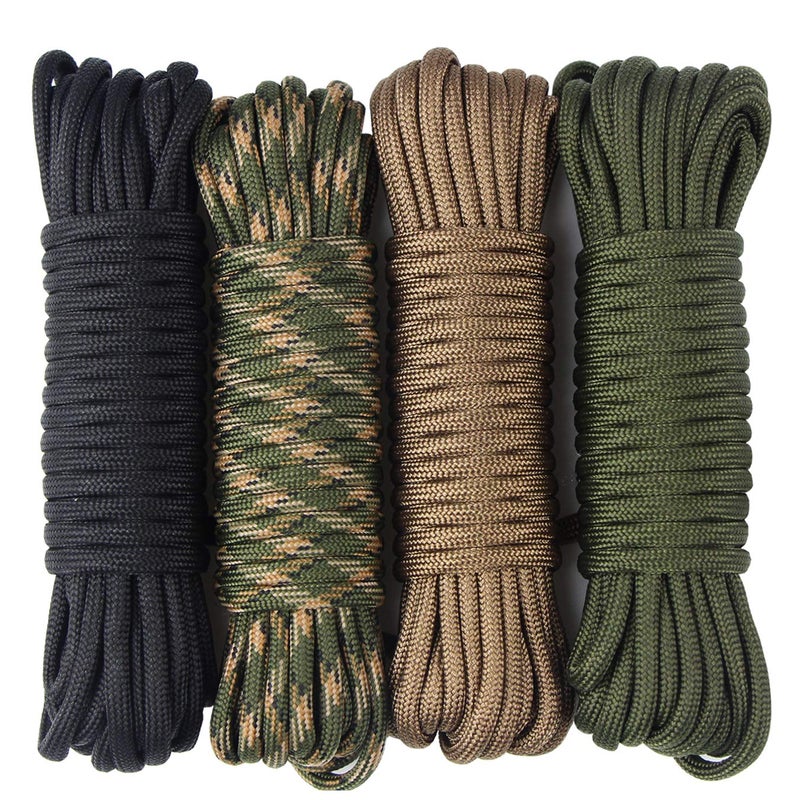 aufodara 4 Pieces 19ft / 6Meter Paracord Cords 550 Multifunction Paracord Rope Crafting Bracelet Braided Rope Lanyards Dog Collar DIY Crafting (D4-A) - Image 1